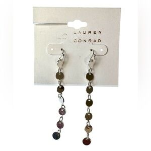 Silver Long Dangle Earrings by LC Lauren Conrad Silver Disc Earrings NEW 3/$25